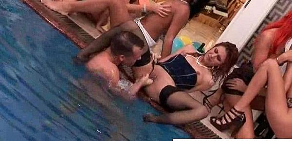  Girls and guys sucking and fucking hardcore at the poolside